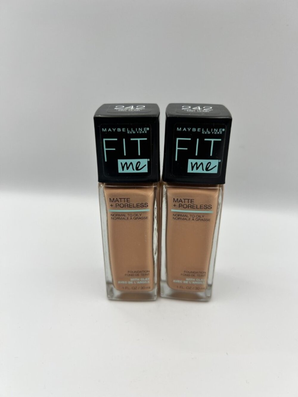 Maybelline 2-PACK Fit Me Foundation Matte + Poreless Shade 242 Light Honey 1oz